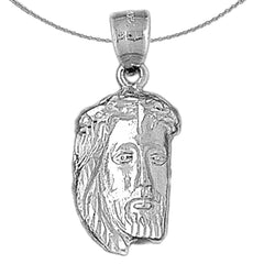 Sterling Silver Jesus Pendant (Rhodium or Yellow Gold-plated)
