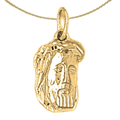 Sterling Silver Jesus Pendant (Rhodium or Yellow Gold-plated)