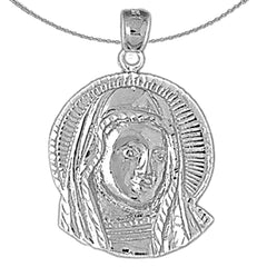 Sterling Silver Mother Mary Pendant (Rhodium or Yellow Gold-plated)