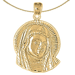 Sterling Silver Mother Mary Pendant (Rhodium or Yellow Gold-plated)
