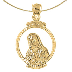 Sterling Silver Mother Mary Pendant (Rhodium or Yellow Gold-plated)