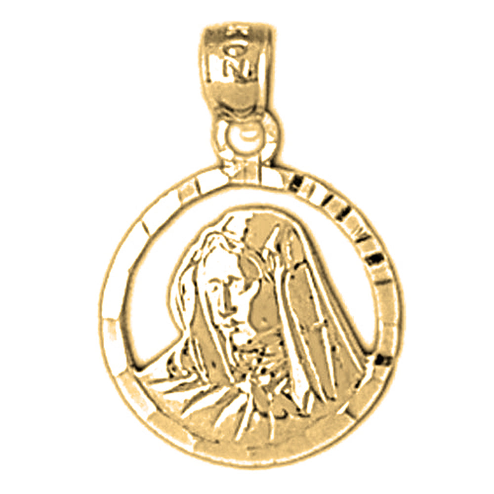 Yellow Gold-plated Silver Mother Mary Pendant