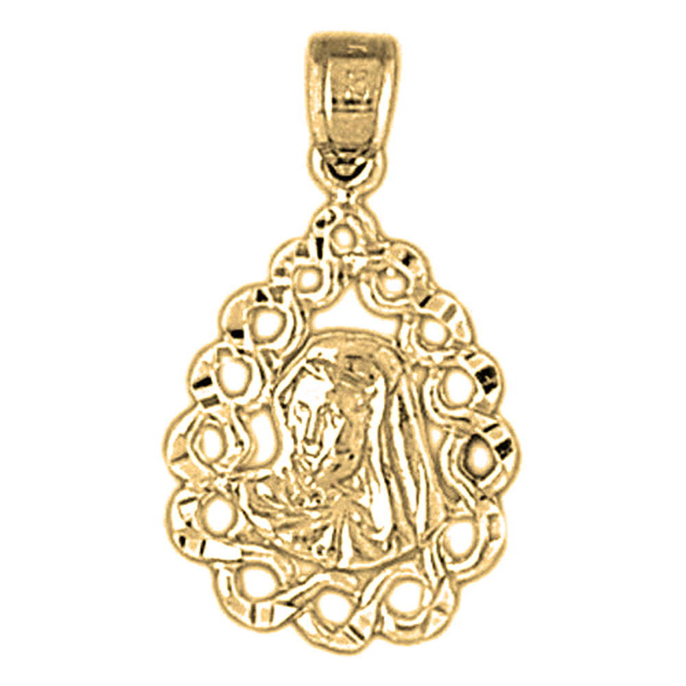 Yellow Gold-plated Silver Mother Mary Pendant