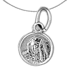 Sterling Silver Mother Mary Pendant (Rhodium or Yellow Gold-plated)