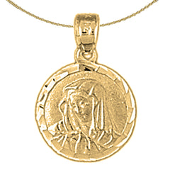 Sterling Silver Mother Mary Pendant (Rhodium or Yellow Gold-plated)