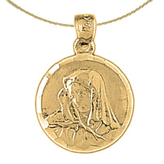 Sterling Silver Mother Mary Pendant (Rhodium or Yellow Gold-plated)