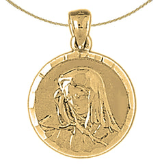 Sterling Silver Mother Mary Pendant (Rhodium or Yellow Gold-plated)