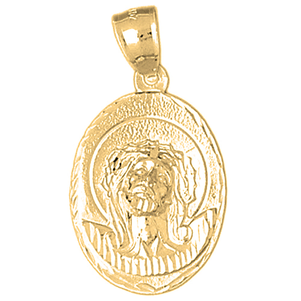 Yellow Gold-plated Silver Jesus Medal Pendant