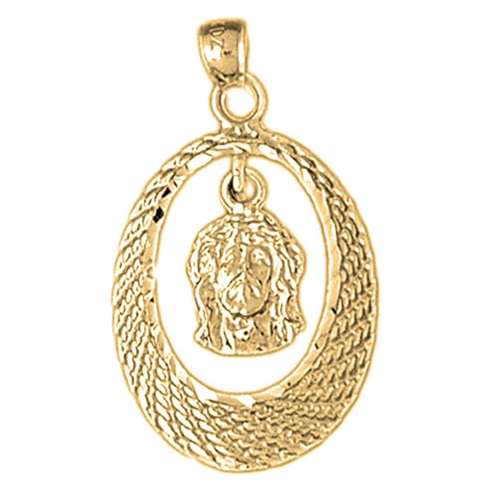 Yellow Gold-plated Silver Jesus Medal Pendant