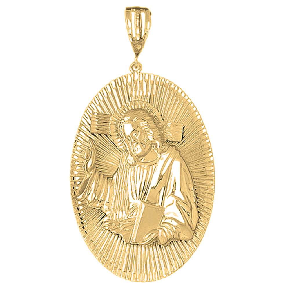Yellow Gold-plated Silver Jesus Medal Pendant