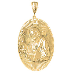 Yellow Gold-plated Silver Jesus Medal Pendant