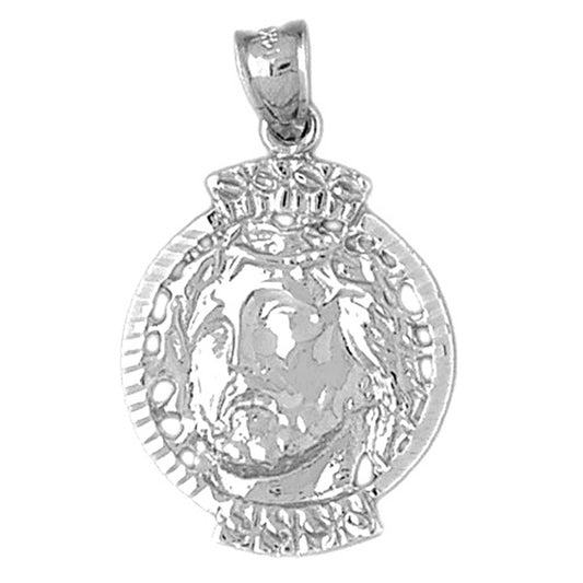 Sterling Silver Jesus Medal Pendant