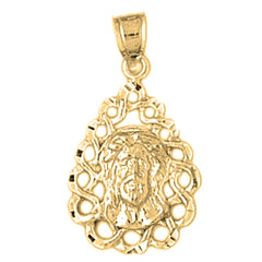 Yellow Gold-plated Silver Jesus Medal Pendant