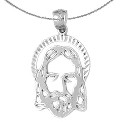 Sterling Silver Jesus Medal Pendant (Rhodium or Yellow Gold-plated)