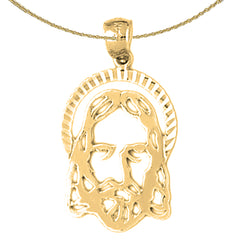 Sterling Silver Jesus Medal Pendant (Rhodium or Yellow Gold-plated)