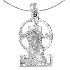 Sterling Silver Jesus Medal Pendant (Rhodium or Yellow Gold-plated)