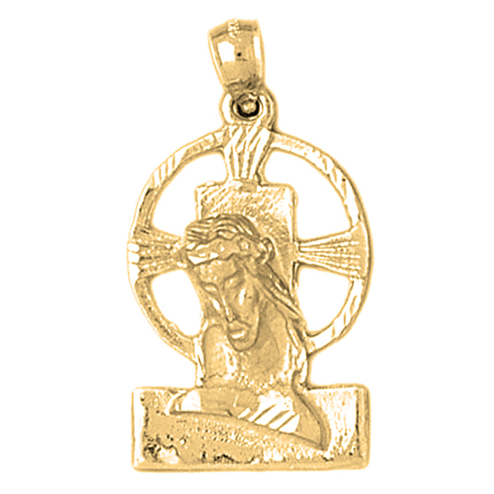 Yellow Gold-plated Silver Jesus Medal Pendant