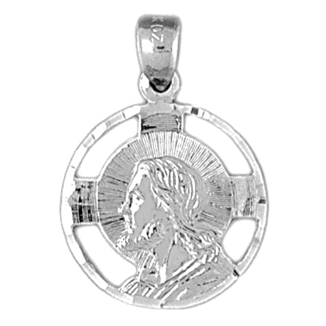 Sterling Silver Jesus Medal Pendant