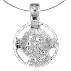 Sterling Silver Jesus Medal Pendant (Rhodium or Yellow Gold-plated)