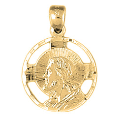 Yellow Gold-plated Silver Jesus Medal Pendant