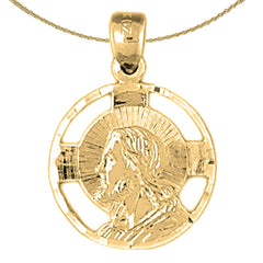 Sterling Silver Jesus Medal Pendant (Rhodium or Yellow Gold-plated)