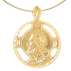 Sterling Silver Jesus Medal Pendant (Rhodium or Yellow Gold-plated)
