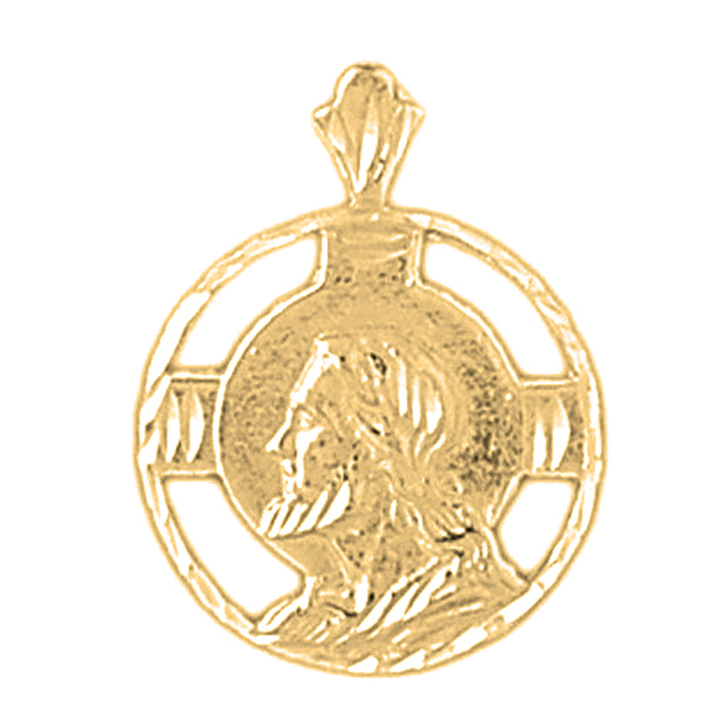 Yellow Gold-plated Silver Jesus Medal Pendant