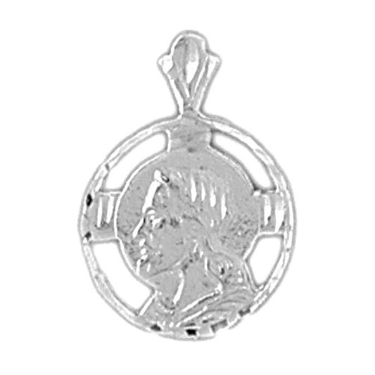 Sterling Silver Jesus Medal Pendant