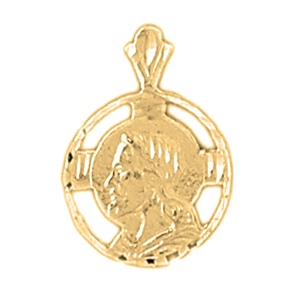 Yellow Gold-plated Silver Jesus Medal Pendant