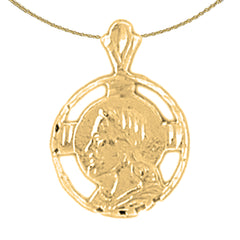Sterling Silver Jesus Medal Pendant (Rhodium or Yellow Gold-plated)