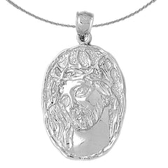 Sterling Silver Jesus Medal Pendant (Rhodium or Yellow Gold-plated)