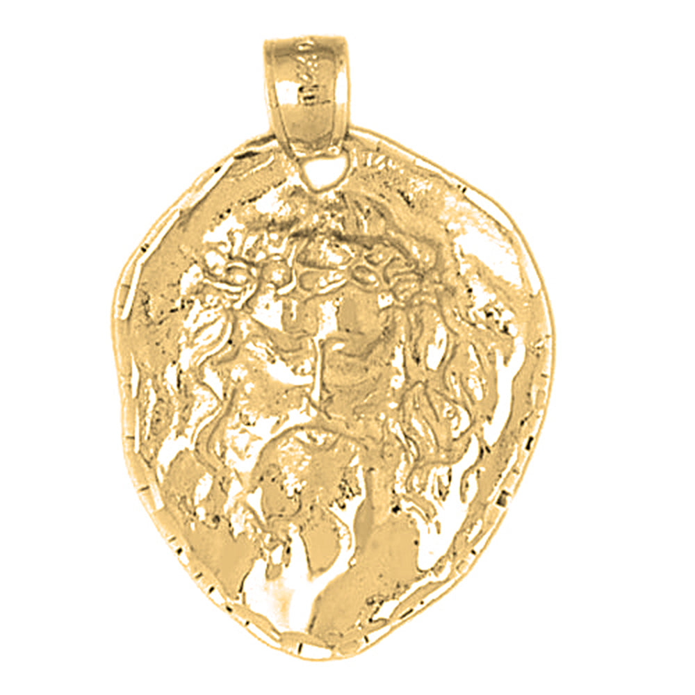 Yellow Gold-plated Silver Jesus Medal Pendant