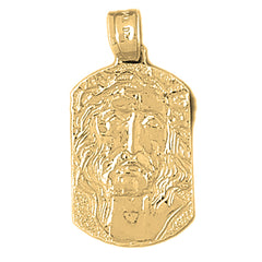 Yellow Gold-plated Silver Jesus Medal Pendant