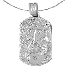 Sterling Silver Jesus Medal Pendant (Rhodium or Yellow Gold-plated)