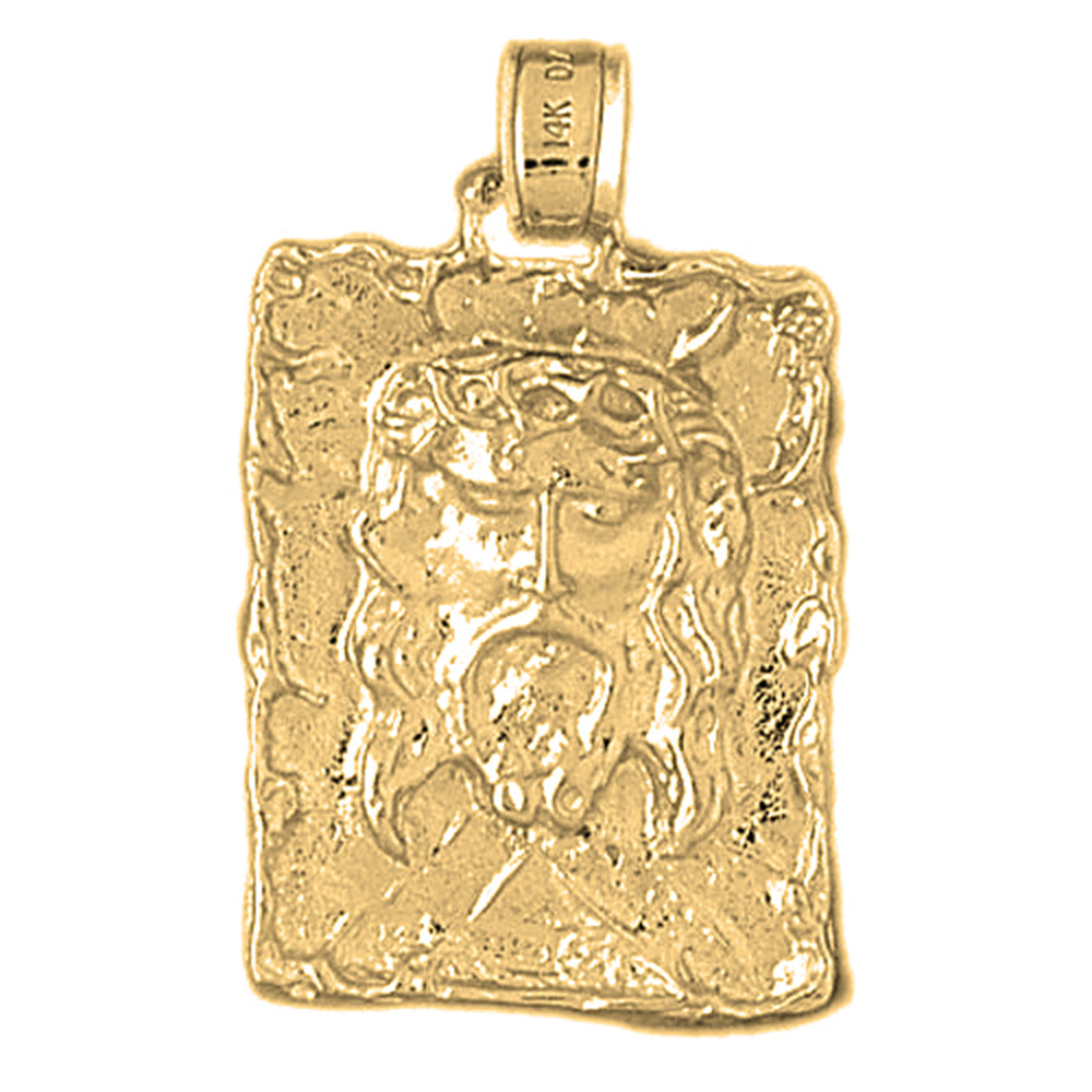 Yellow Gold-plated Silver Jesus Medal Pendant