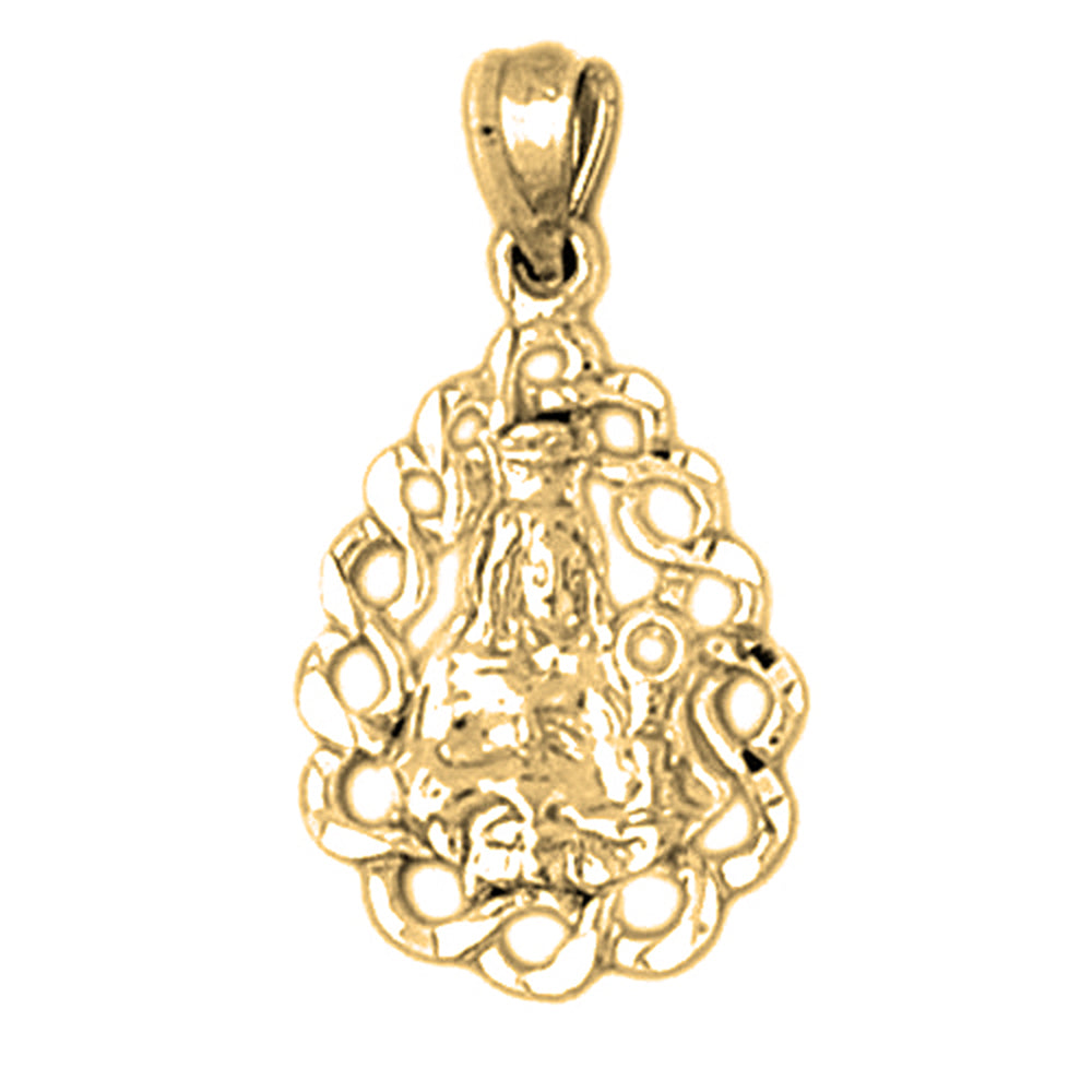 Yellow Gold-plated Silver Mother Mary Pendant