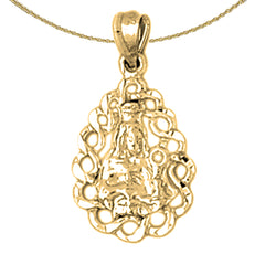 Colgante Madre María de plata de ley (bañado en rodio o oro amarillo)