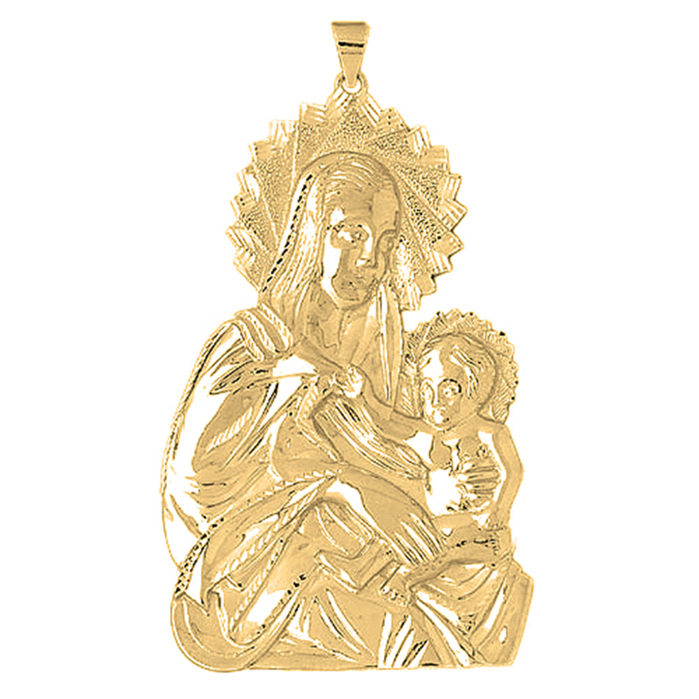 Yellow Gold-plated Silver Mother Mary Pendant