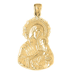 Yellow Gold-plated Silver Mother Mary Pendant
