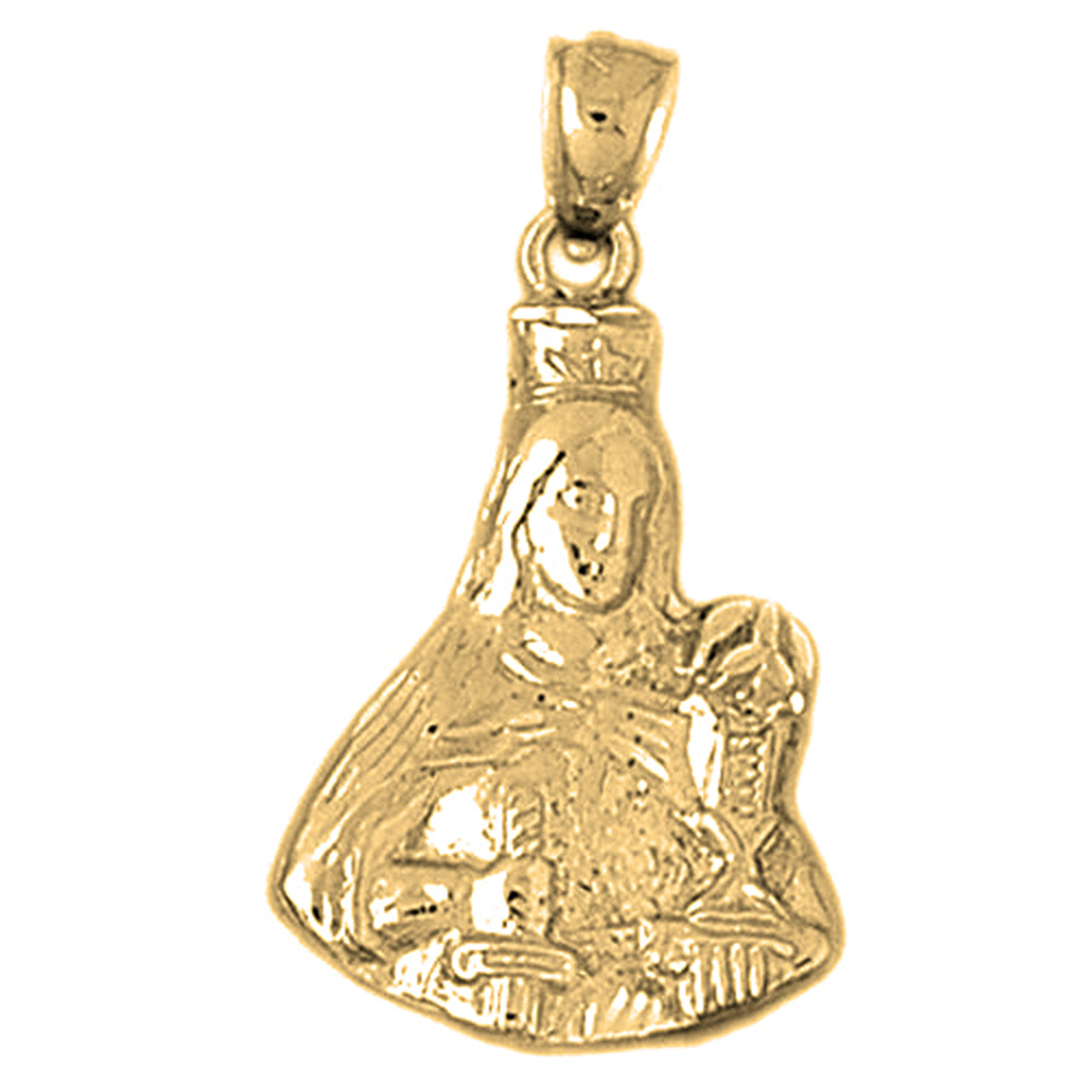 Yellow Gold-plated Silver Mother Mary Pendant