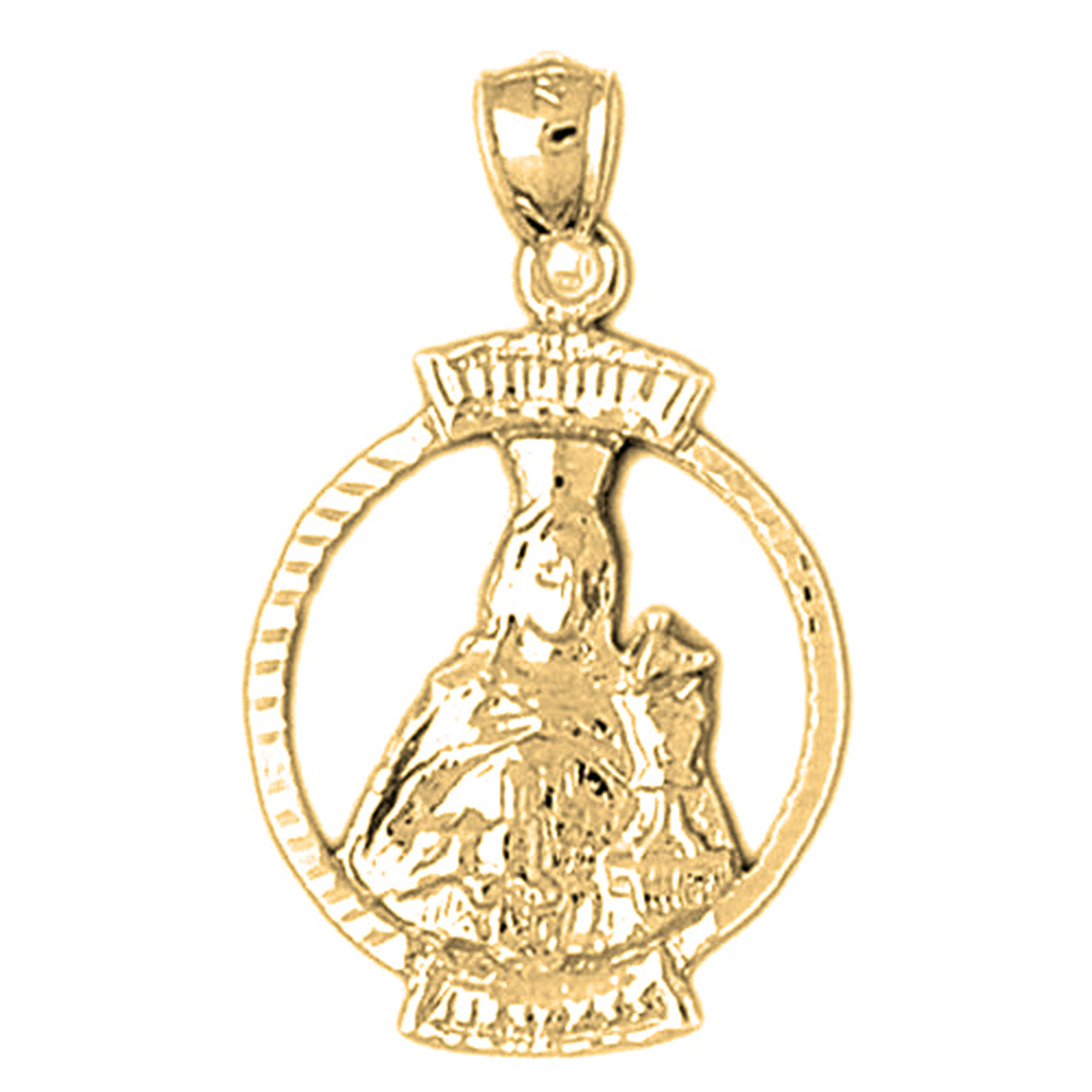 Yellow Gold-plated Silver Mother Mary Pendant