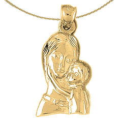 Sterling Silver Mother Mary Pendant (Rhodium or Yellow Gold-plated)