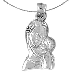 Sterling Silver Mother Mary Pendant (Rhodium or Yellow Gold-plated)