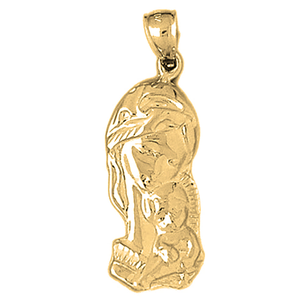 Yellow Gold-plated Silver Mother Mary Pendant