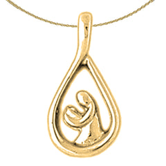 Colgante de plata de ley Madre María, madre e hijo (bañado en rodio o oro amarillo)