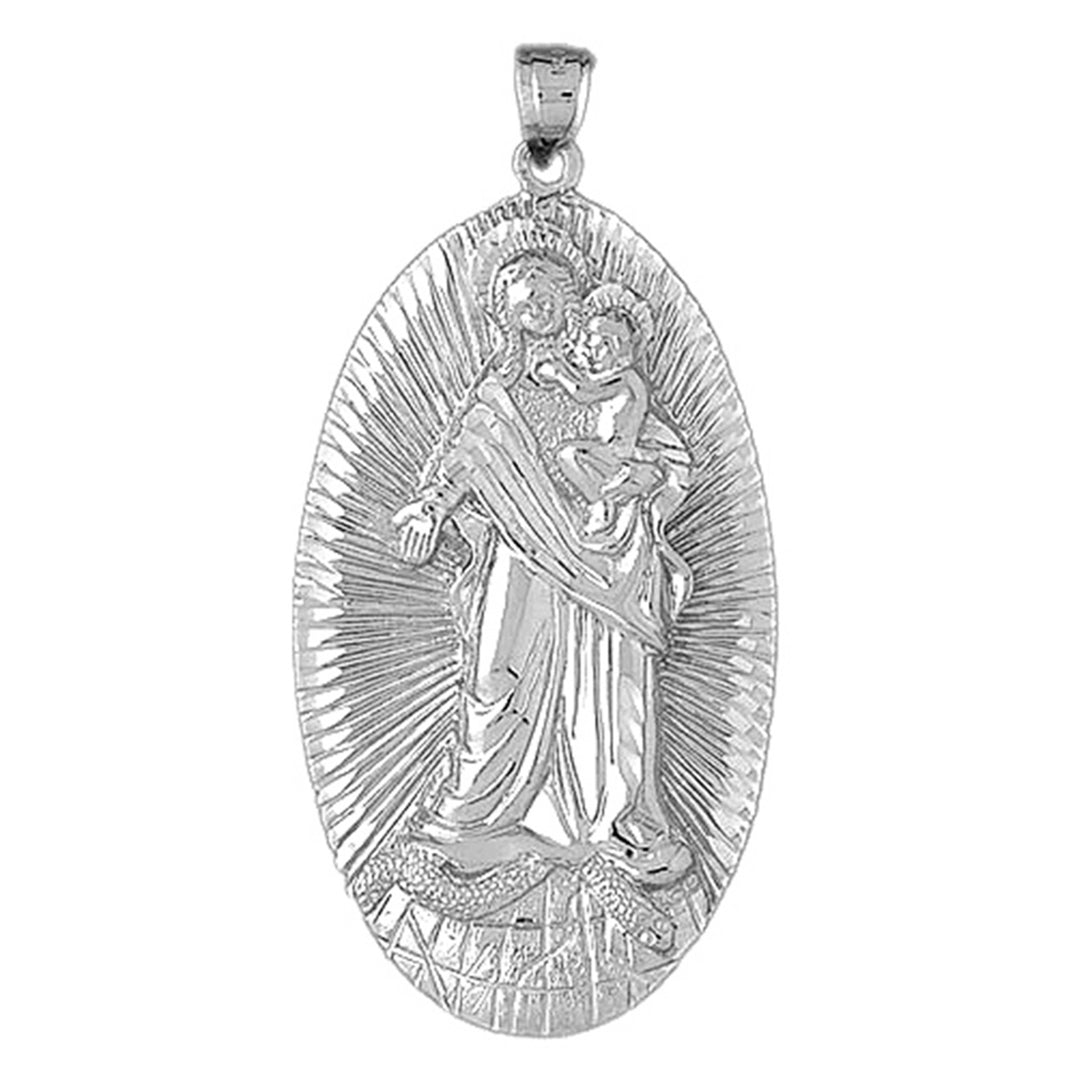 Sterling Silver Mother Mary, Mother And Child Pendant