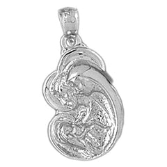 Sterling Silver Mother Mary, Mother And Child Pendant