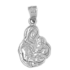 Sterling Silver Mother Mary, Mother And Child Pendant
