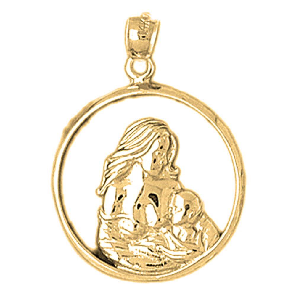 Yellow Gold-plated Silver Mother Mary Pendant