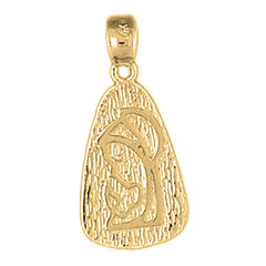 Yellow Gold-plated Silver Mother Mary, Praying Woman Pendant